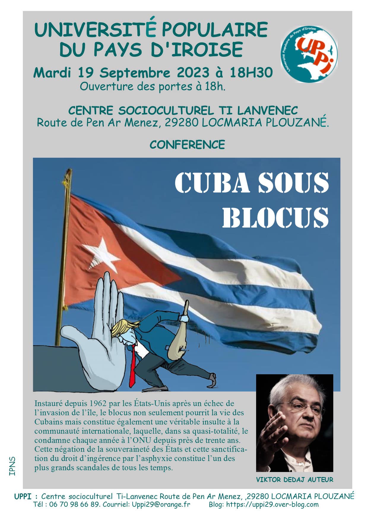 « Cuba sous blocus » avec Viktor Dedaj. Le 19 septembre à 18h30 à Locmaria Plouzané.