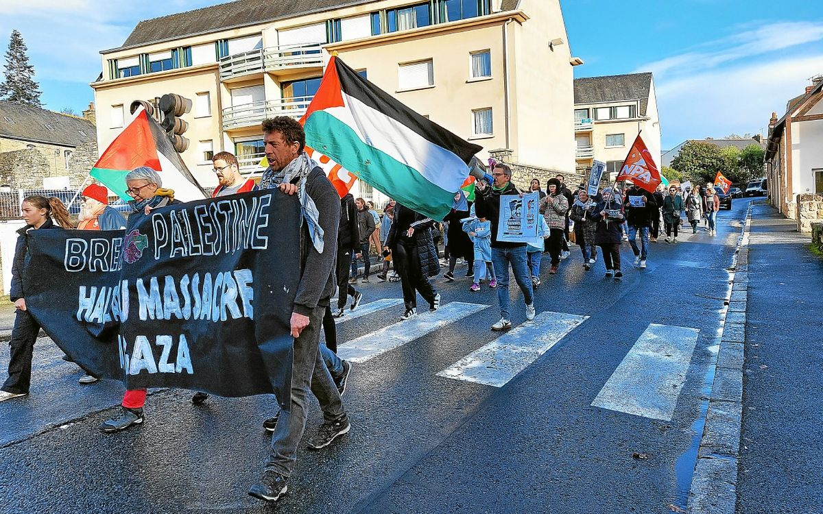 Une centaine de personnes manifestent à Guingamp en soutien à Gaza (LT.fr 04/11/2023)