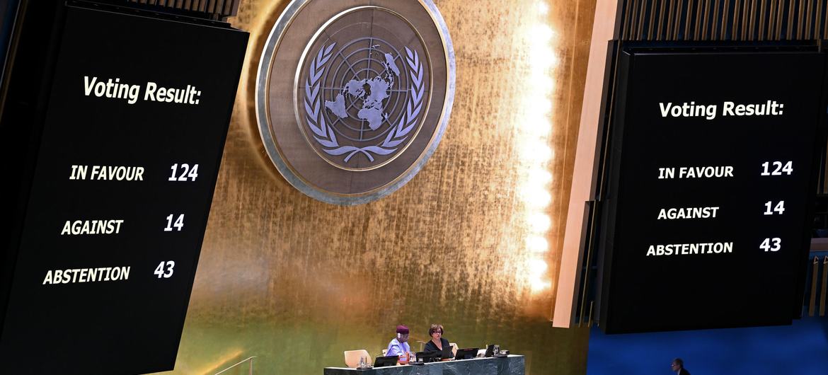 L’Assemblée générale adopte à une écrasante majorité une résolution exigeant la fin de l’occupation de la Palestine par Israël. (ONU – 18/09/24)